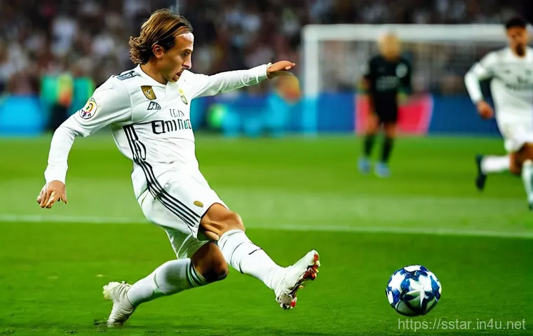 루카 모드리치의 발롱도르 수상 순간 - **Prompt 1: The Golden Reign of Modric's Ballon d'Or**
    A triumphant Luka Modric, elegantly dress...