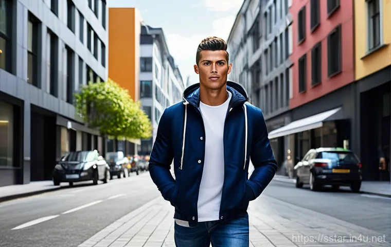 호날두 CR7 브랜드 스토리 - **Prompt:** A highly fit and muscular male model, approximately 30-35 years old, of diverse ethnicit...