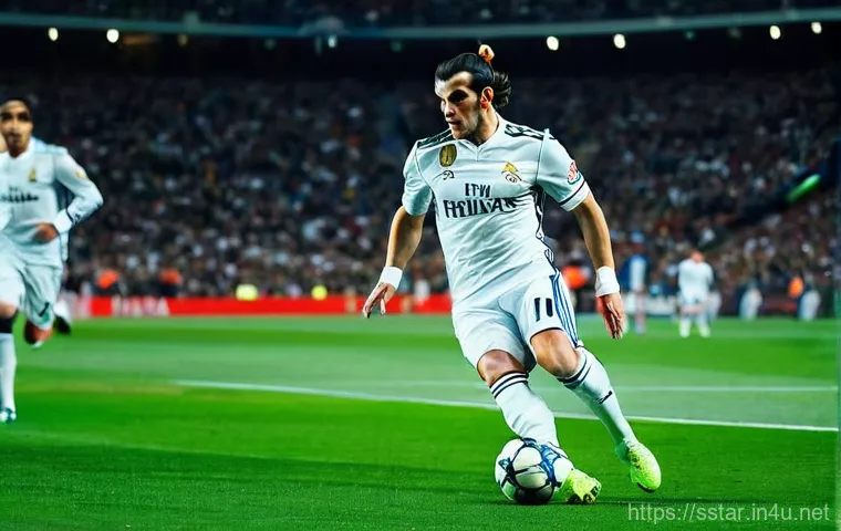 가레스 베일의 레알 마드리드 골 모음 - **Gareth Bale's Grand Arrival at Real Madrid and the BBC Trio:**
    "A vibrant, wide-angle shot of ...